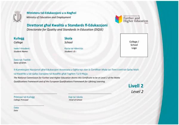 School education in Malta: certificate of complete general seco<em></em>ndary education